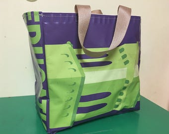 Upcycled vinyl shopping bag - market tote