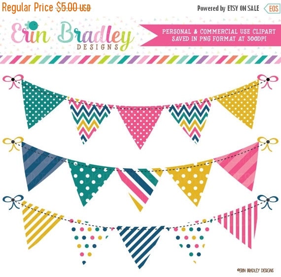 70% OFF SALE Bunting Banner Clipart Graphics by ErinBradleyDesigns