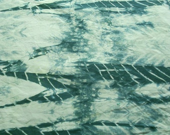 Teal Green Shibori Quilt Fabric, Organic Cotton Quilt Fabric, Fat Quarter Quarter Yard, Green Shibori Material