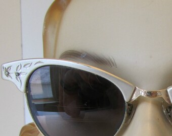Vintage Cat Eyeglasses Frames Sunglasses Sun Glasses Cat Eye Aluminum 1950s sunglasses
