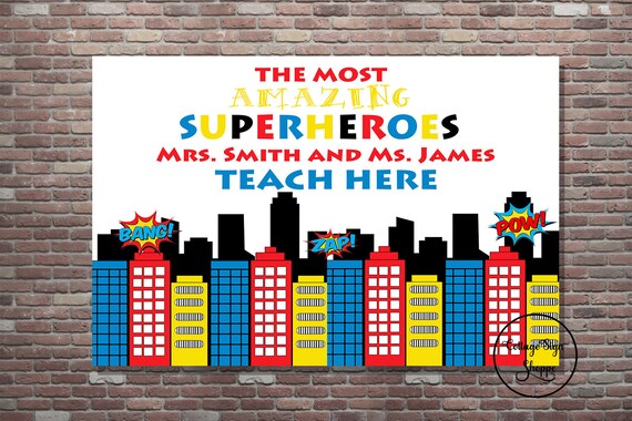 Superhero Art Personalized Superhero Classroom Art DIGITAL