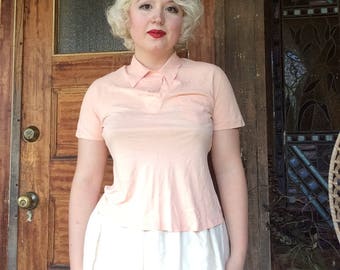 Petal pink 1940s silk blouse medium 38
