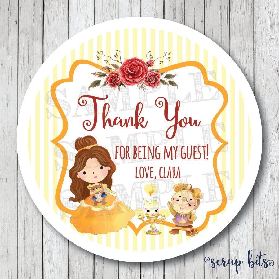 Princess Belle Stickers Beauty and the Beast Labels