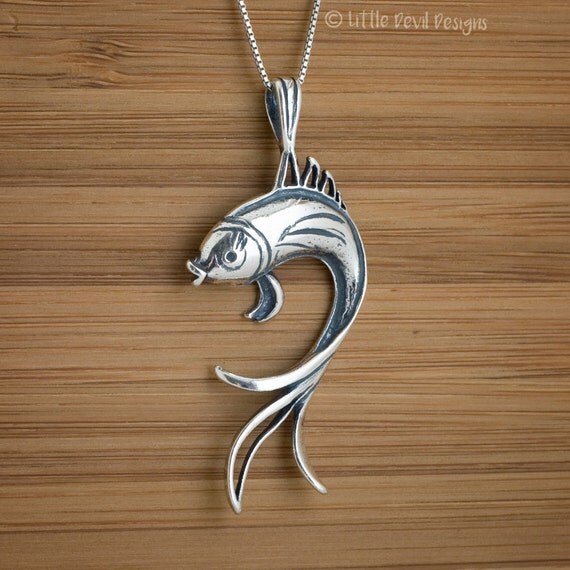 Koi Fish Pendant STERLING SILVER Pendant by LittleDevilDesigns