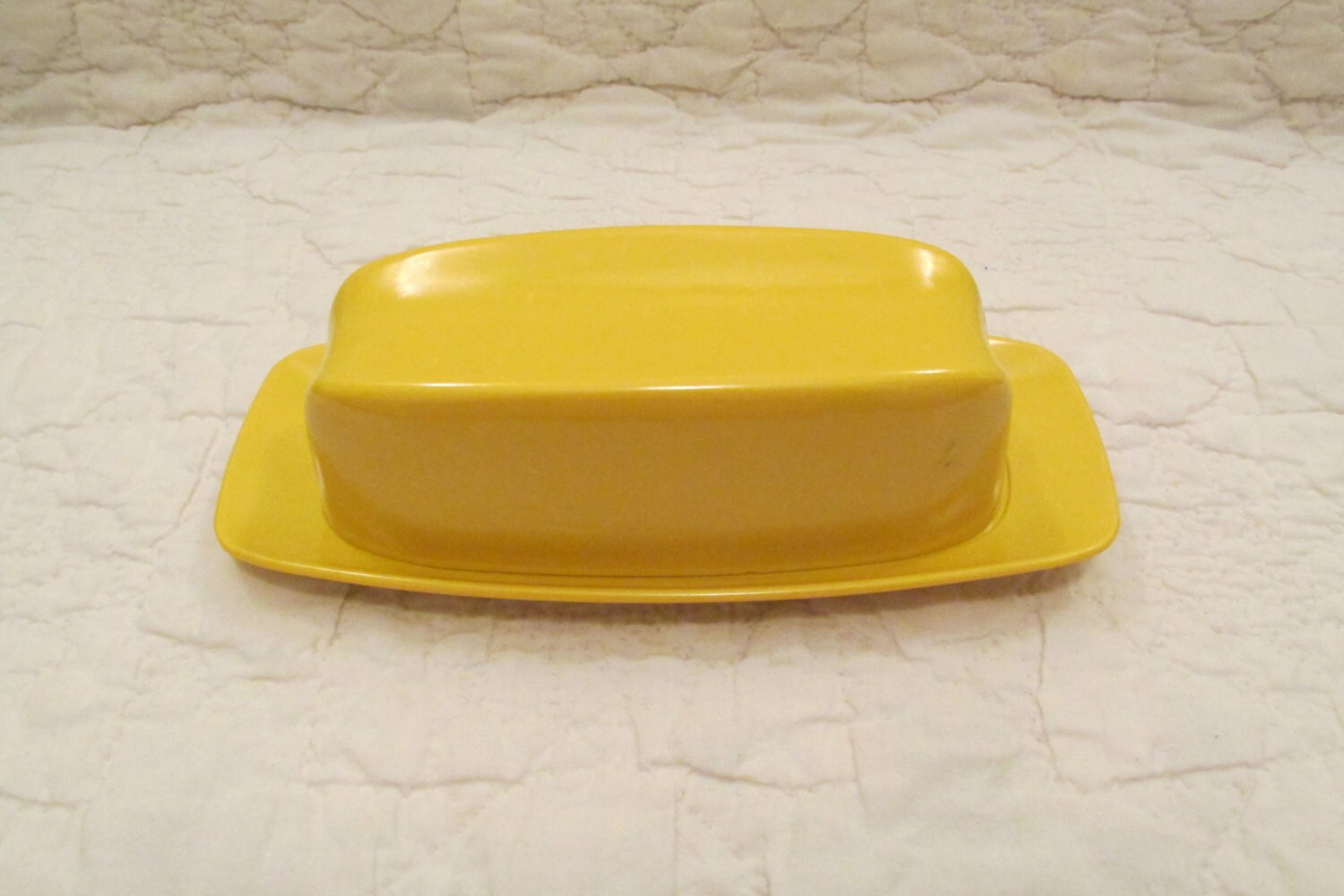 Vintage Gold Plastic Butter Dish