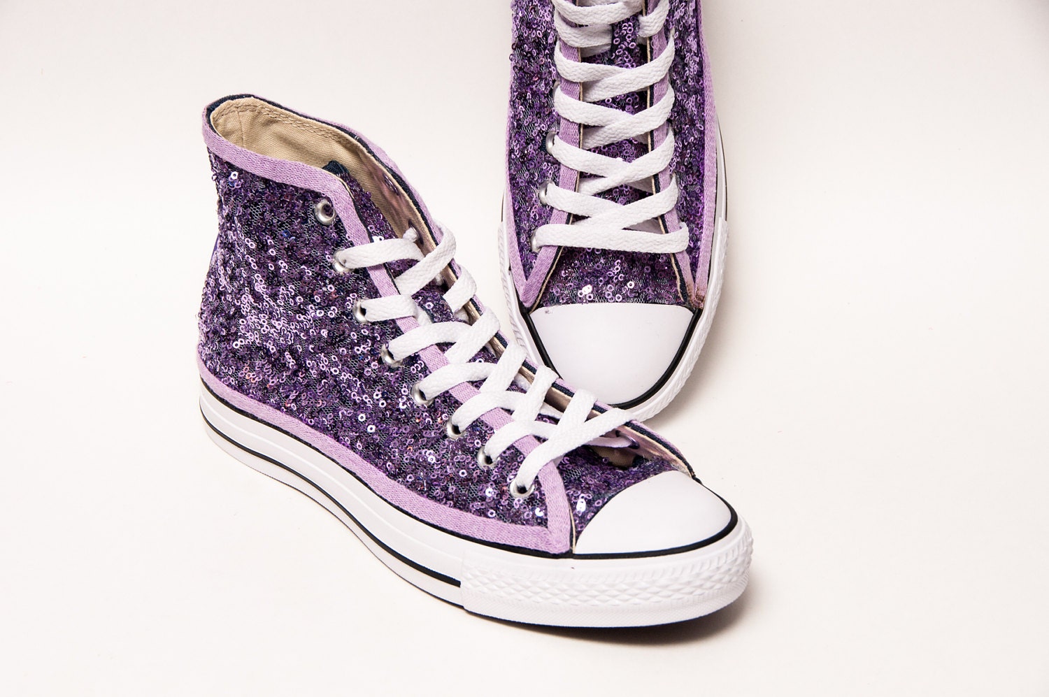 Sequin Lavender Purple Converse Hi Top Canvas Sneaker Shoes