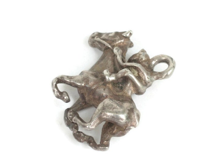 Sterling Horse and Jockey Rider Charm Vintage