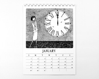 2017 Wall Calendar // 1920s style flapper doodle calendar