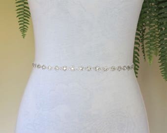 Thin Silver Crystal Rhinestone Bridal Sash,Wedding sash,Bridal Accessories,Bridal Belt,Style #58