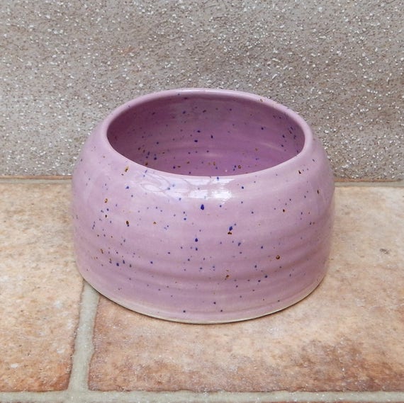 Spaniel water bowl for long eared dog ears hand thrown