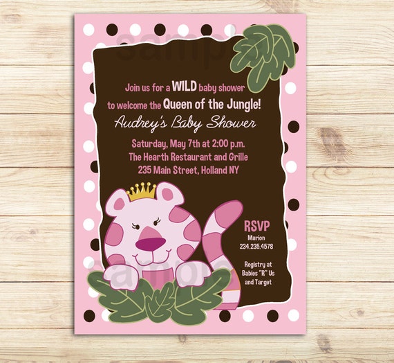 Queen Of The Jungle Baby Shower Invitations 5