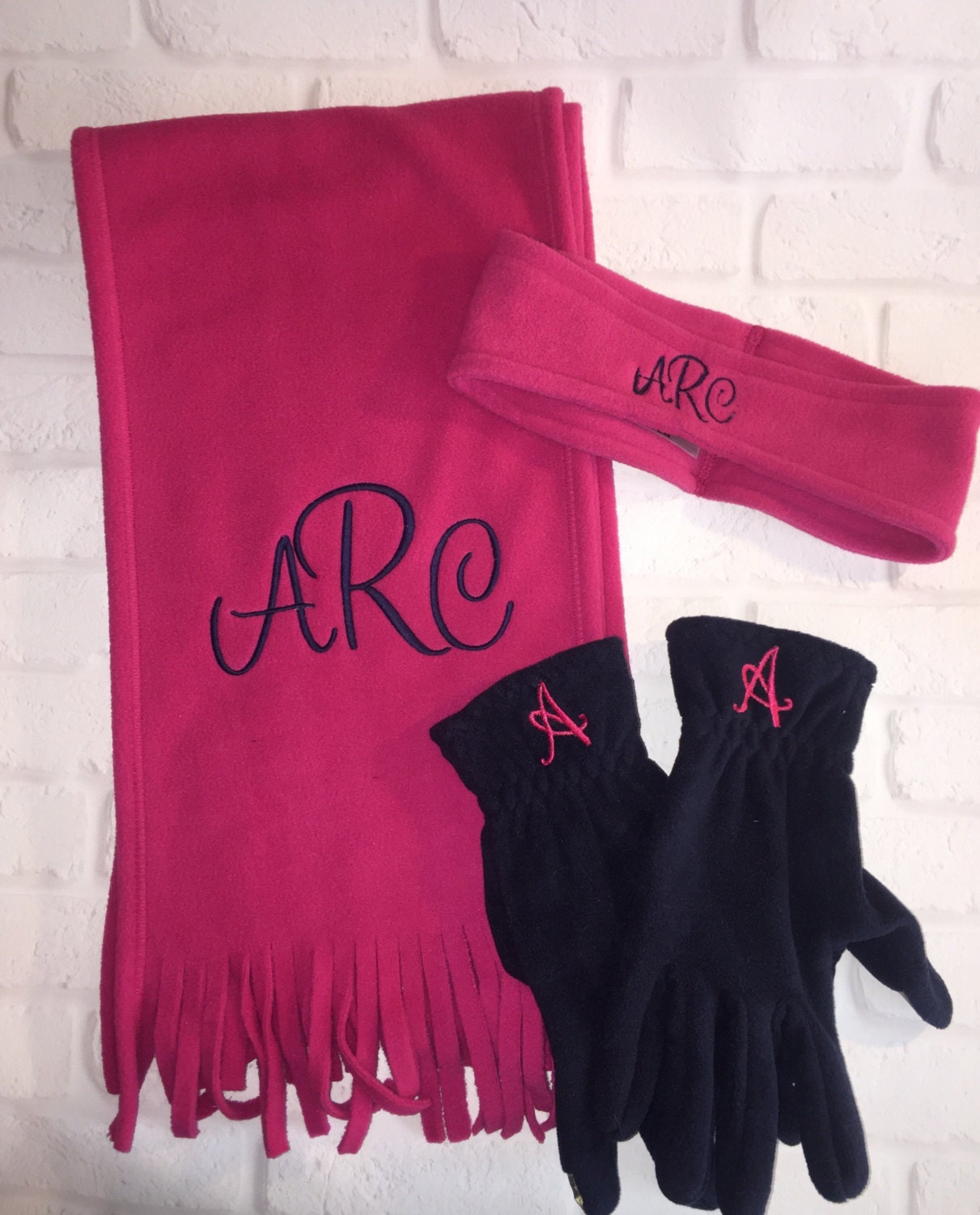 Personalized Scarf gloves and headband set with your