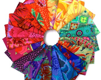 Kaffe Fassett Fat Quarter Fabric Bundle (20 FQs) in Rainbow Assortment (Philip Jacobs, Kaffe Collective, Brandon Mably, Westminster Fabric)