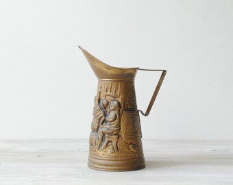 Vintage Brass Pitcher, Brass Watering Can, Made in England