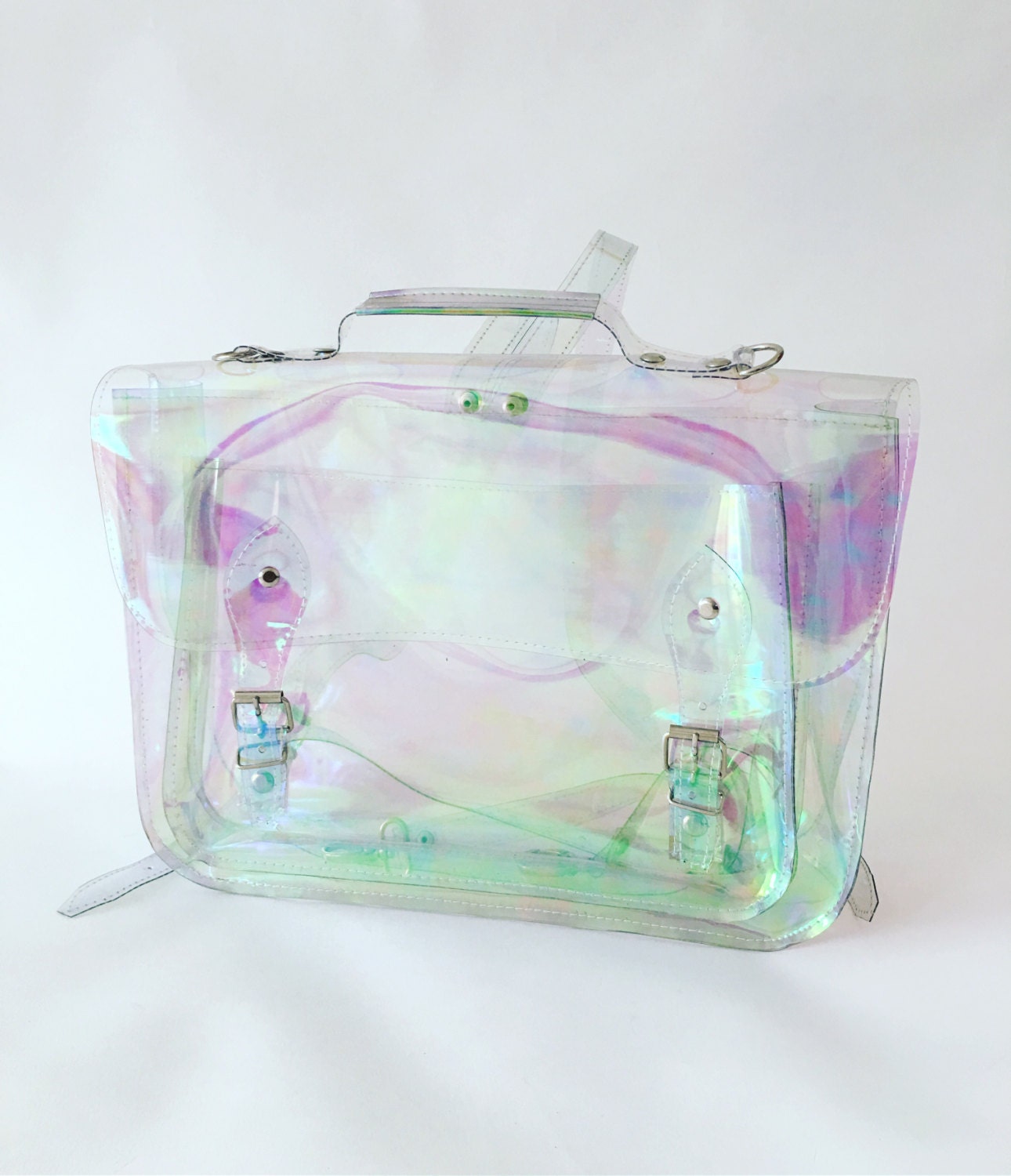 Clear Holographic plastic backpack satchel Ready to ship