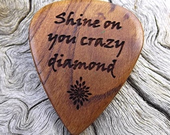 Wood Guitar Pick - Premium Handmade Quality - Rustic California Apricot Wood - Laser Engraved On Each Side - No Stock Photos - Actual Pick
