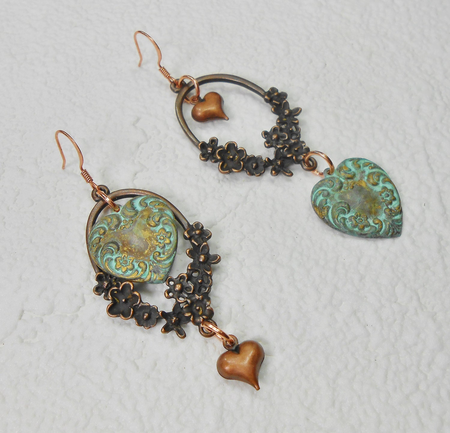 Bohemian Heart Earrings / Valentines Day Earrings / Boho