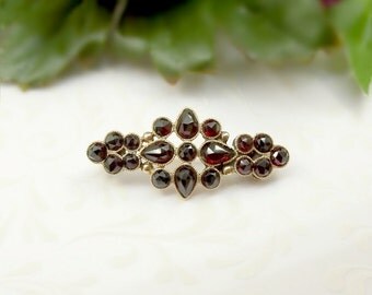 Cute Antique Bohemian garnet brooch from the Victorian era || ГРАНАТ#PK