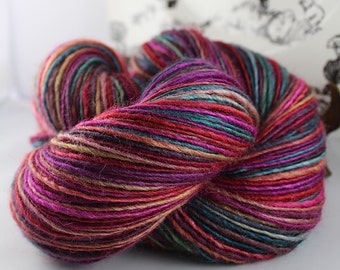 Handspun Yarn Gently Thick and Thin DK Single Blue Faced Leicester and Silk 'Gems'