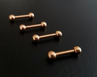 Rose Gold Straight Barbell 14g (1.6mm) 3/8" 1/2" 9/16" 5/8" 3/4" Choose Your Size! Rose Gold Titanium IP Tongue Nipple barbell Bridge Conch