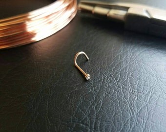 Delicate Rose Gold 1.5MM CZ Nose Stud Nose Screw 20g Nose Ring 316lvm Steel Small Nose Stud
