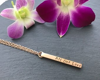 Mothers Day Gift - Gold Bar Necklace - Personalised Bar Necklace - Gold Personalised Necklace - Gift for her - Gift for Mum