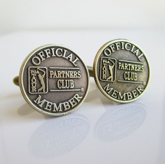 PGA Ball Marker Cuff Links Vintage Brass Golf Official