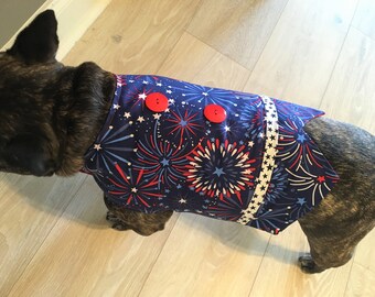 French Bulldog Patriotic Summer Vest in Red, White, and Blue