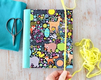Fabric journal // MENAGERIE hardbound spiral notebook jotter diary