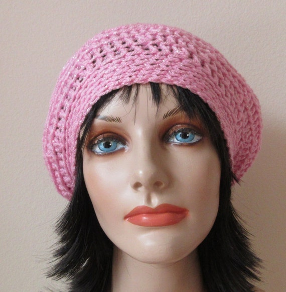 Items similar to Pink Slouchy Hat, Crochet Slouchy Beanie Hat, Pink ...