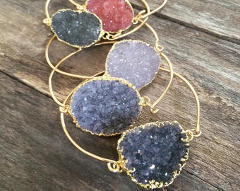Druzy Bracelet, Druzy Bangle Bracelet, Gemstone Bangle Bracelet, Gemstone Bracelet