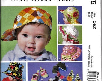McCall's M6575 Infants' Hats & Soft Shoes Sewing Pattern 6575 UNCUT Sizes S, M, L, XL