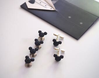 TUXEDO Shirt STUDS & CUFFLINKS Disney Hidden Mickeys For Men