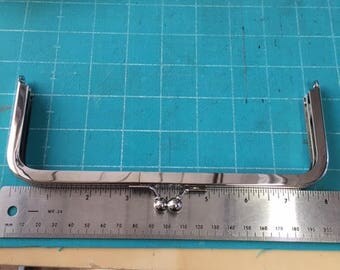 Nickel Kiss lock purse frame, metal purse frame 8" x 3", purse making supplies