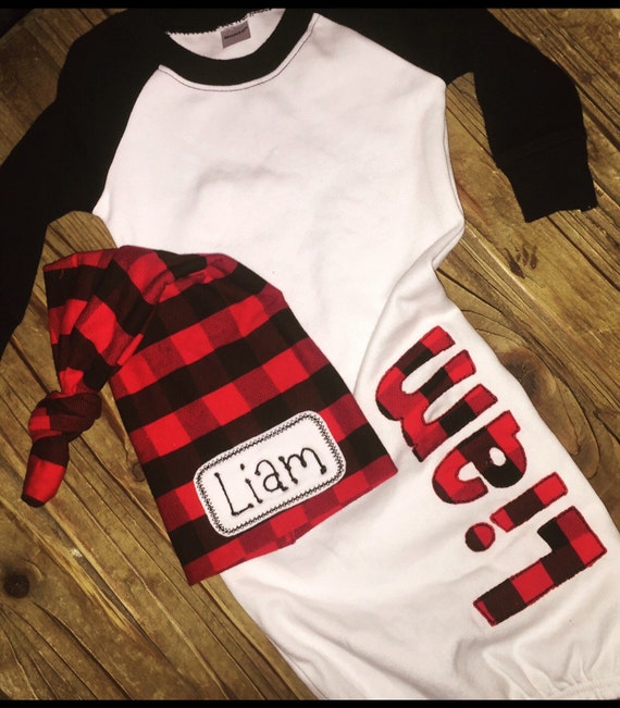 Newborn Gown Personalized Newborn Gown and Hat Set