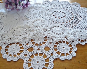 3 Doilies Doily Crocheted Doily White Vintage Doilies E5