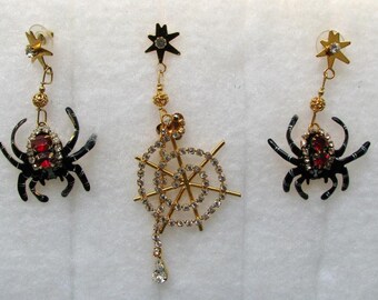 Lunch At The Ritz Snacklet's Web Pierced Earrings + EXTRA SPIDER