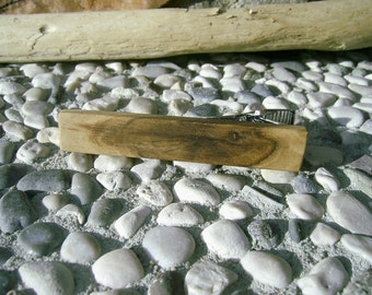 TIE CLIP - Wooden Spalted MAPLE Tie Bar, Handmade Tie Clip