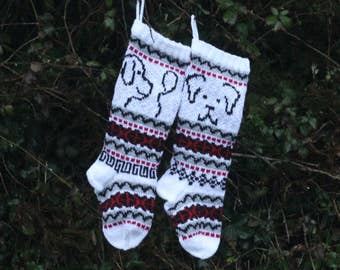 Pattern Dog Christmas Stockings, Stranded knit dog, Santa Sock for Dog, FairIsle Dog, Knitting pattern Dog, PDF pattern