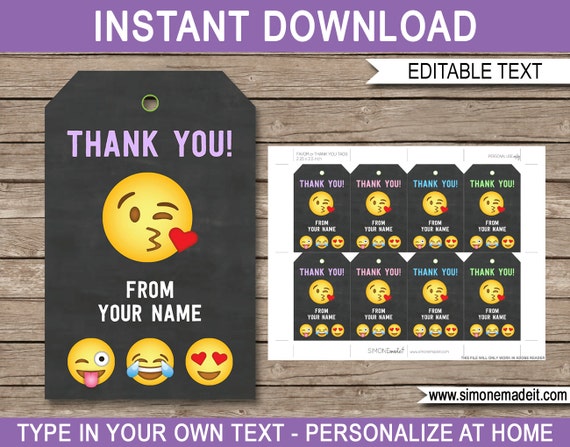 Printable Emoji Thank You Tags