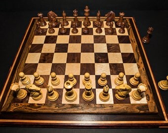Stunning Premium Handcrafted Exotic Wood Competition Chess Set Checkers Set Hardwood Chess Birthday Gift Christmas Gift Anniversary Gift