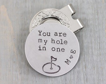 Personalized Golf Ball Marker - Golfer Gift - Magnetic Custom Ball Marker - Hand Stamped Magnetic Golf Ball Marker and Hat Clip