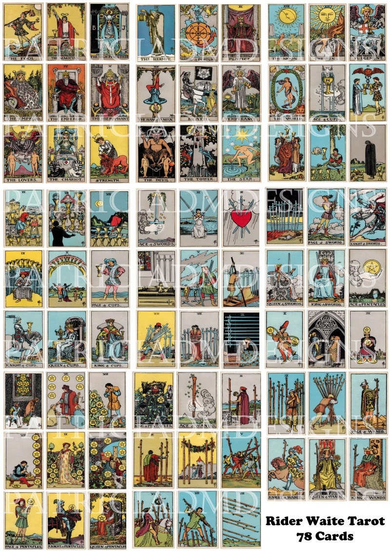 Rider Waite Tarot Cards Set Of 78 Cards Printable 3 5 X 2 5