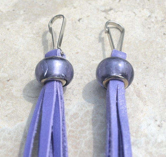 Zipper Pulls/ Set of Two/ Leather Tassel Accessory/ Leather