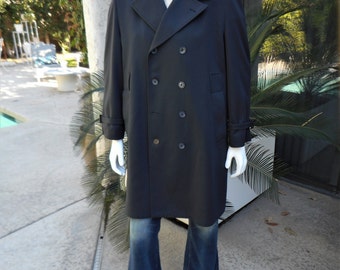 Vintage 1970's Rainfair Navy Blue Rain Coat - Size 42