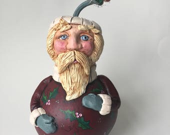 Folk Art Santa Claus Gourd Holiday Decor Sculpted Santa Christmas Ornament Primitive Santa Gourds OFGCIJ