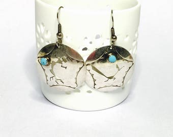 Vintage Round Silver Zuni Pendant, Bird Design, native earrings, Clearance Sale, Item No. S091