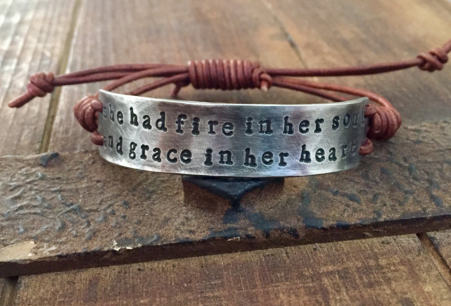 She has fire in her soul and grace in her heart Bracelet, silver ...