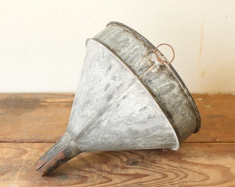Primitive Rustic Vintage Galvanized Metal Funnel for Display Industrial Farmhouse Style Repurpose Farm Salvage Reclaimed Pendant Lighting