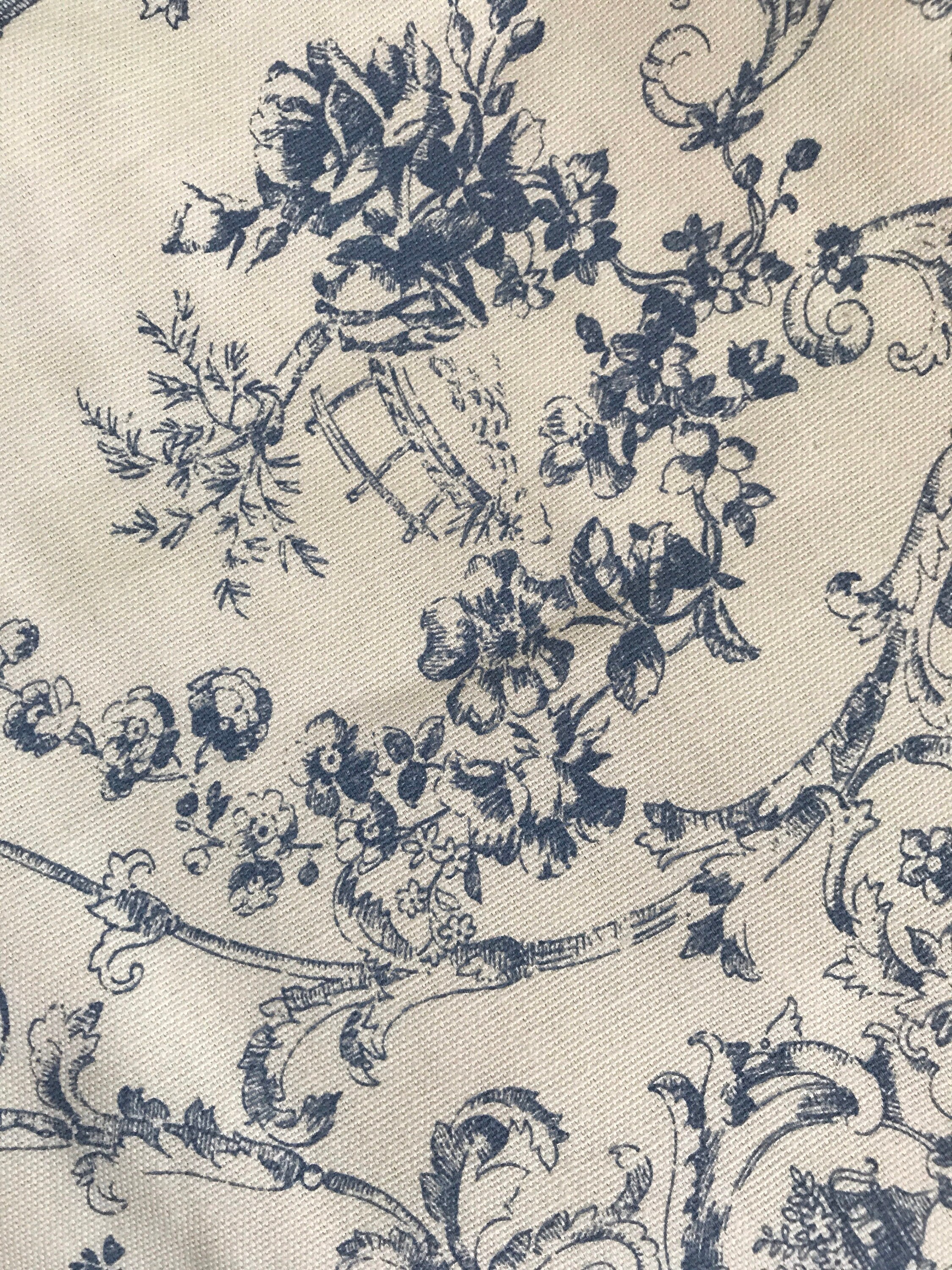 Vintage Gray Blue Toile home decor fabric from PAMSewingandMore on Etsy